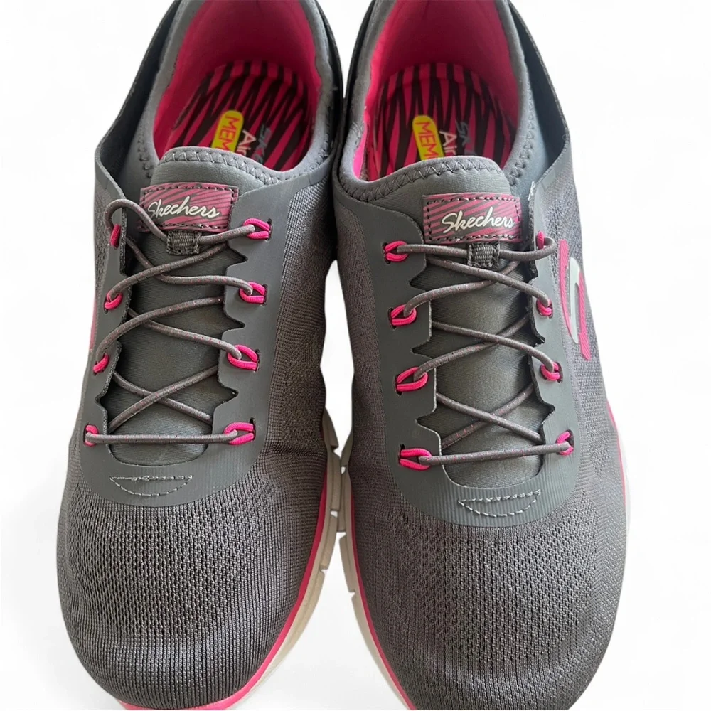 Skechers Air-Cooled Memory Foam Gray and Pink Women's Shoes